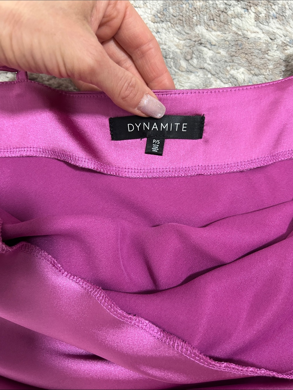 Dynamite Fuchsia Satin Slip Dress Cowl Neck Slit Mini Dress - Picture 4 of 5
